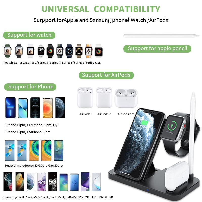 New Trending 15W Fast Wireless Charger Three-in-One Foldable Magnetic Suction Phone Headphone Watch 4-in-1 Electric Charging
