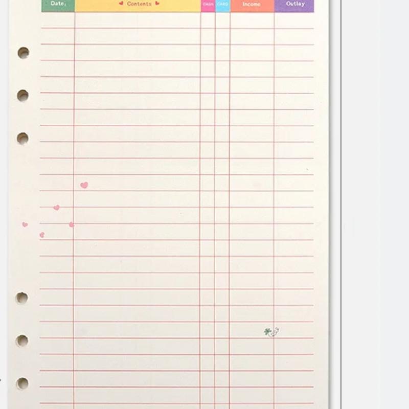 A5 A6 Kawaii 45 листов Блокнот с отрывными листами Бумага для заполнения Спиральный переплет Индекс Внутренняя страница Ежедневная Ежемесячная Еженедельная повестка дня