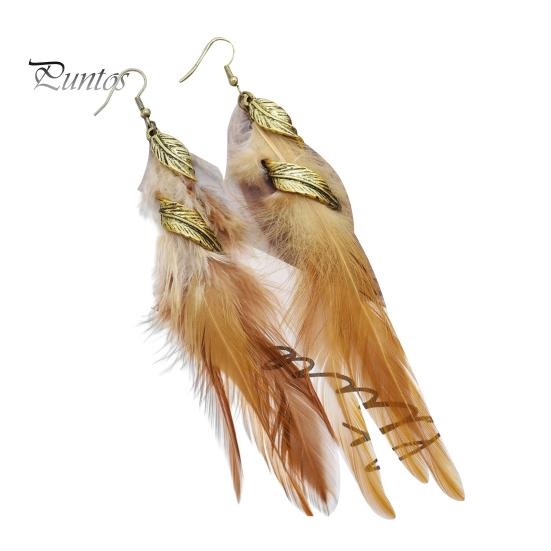 1 пара серег-крючков в стиле ретро с золотыми листьями, длинные кисточки, богемные гипоаллергенные элегантные серьги-капли с перьями, повседневная одежда