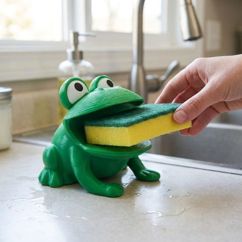 Self-draining Frog-Shaped Sponge Storage Rack Kitchen Sink Sponge Organizer Bathroom Vanity Soap