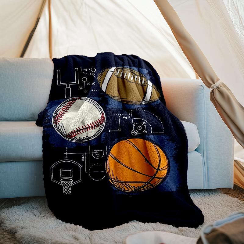ball sports Theme Printed Blanket - Perfect for Couch, Bed, Travel & Outdoor Use | Machine Washable, Cozy & Durable.