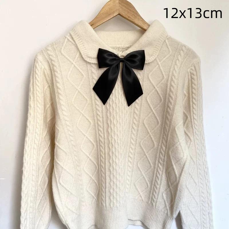 Black Bow Brooch With Ribbon And Safety Pin Simple Corsage Women'S Clothing Accessories Fashion Jewelry