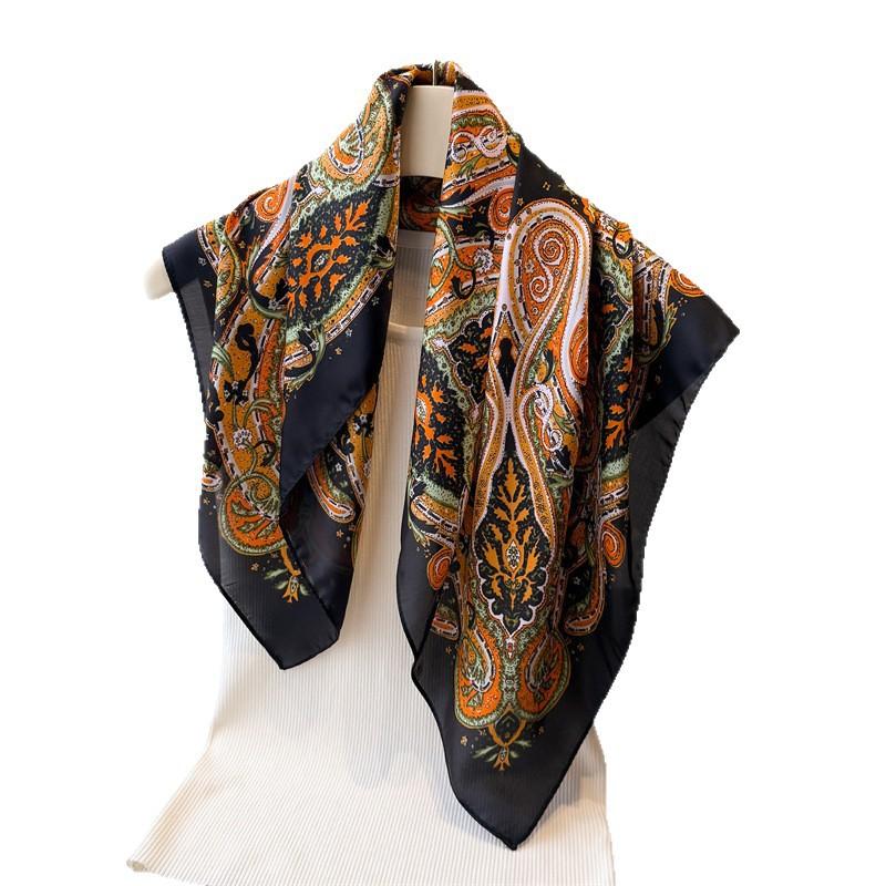 Exotic Printing Imitation Silk Scarf Square Scarf High-End Shawl Versatile Neck Small Square Scarf Headscarf
