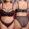 Plus Size Sexy Lingerie Bikini Set with Exposed Chest Sexy Transparent Lace Panties