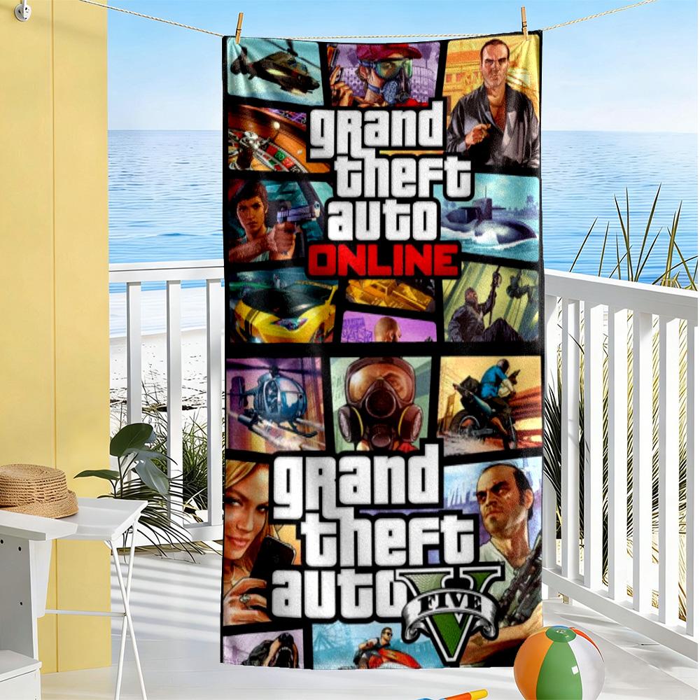 Grand Theft Auto Beach Towel Super Soft Microfiber Quickdry Fabric Comfortable Lightweight Suitable for Swimming Gym Camping Yoga Vacation