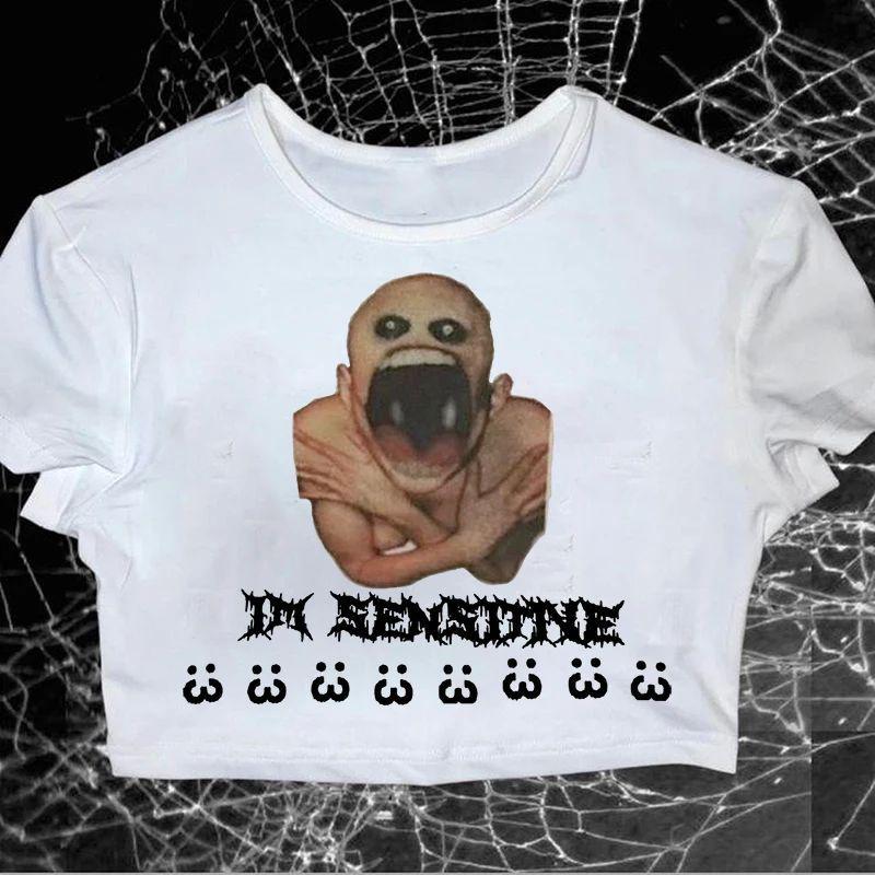 Винтажная готическая футболка Y2K с круглым вырезом для мужчин и женщин: Ретро Свободный Крой с Европейским и Американским Готическим Принтом