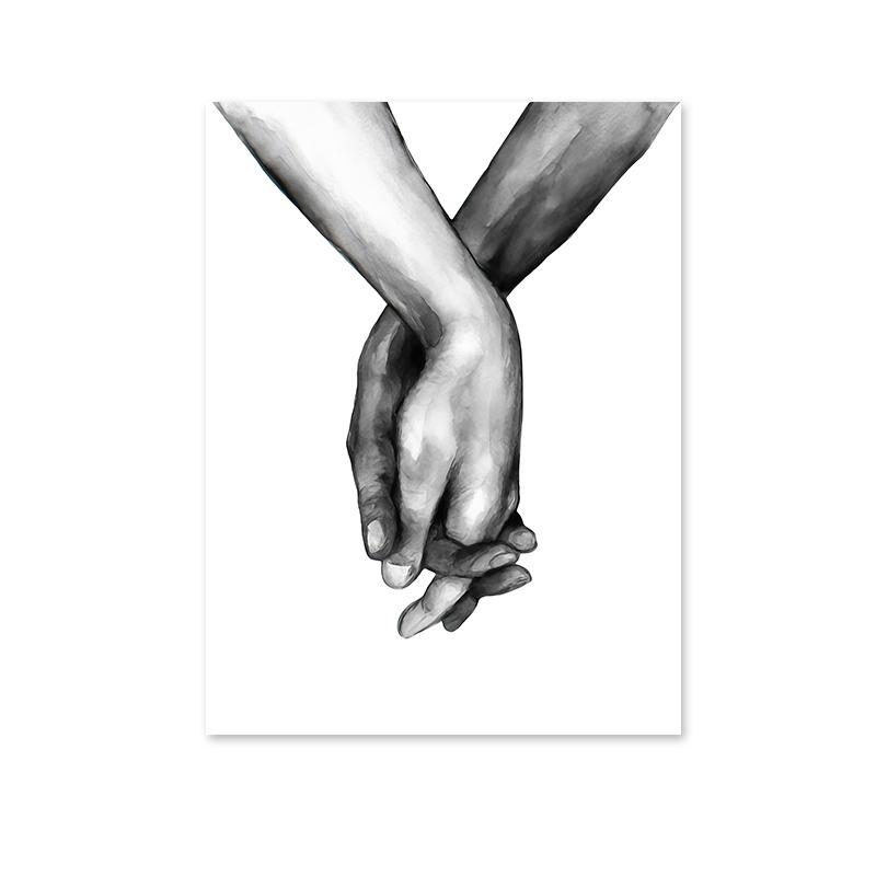 Черно-белый романтический плакат «рука об руку» с принтом на холсте, современная картина с цитатами о любви, настенная художественная картина для пар, влюбленных, декор комнаты