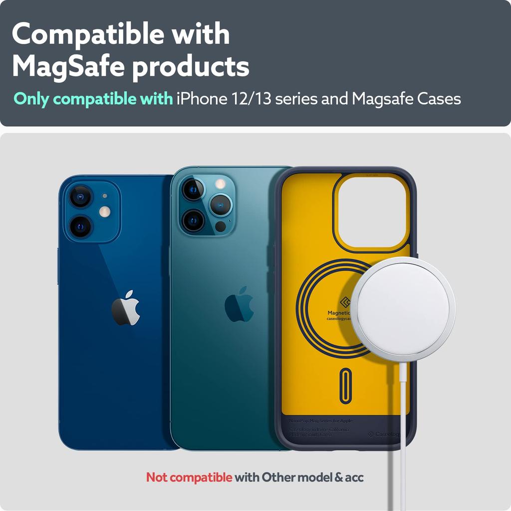 Caseology MagSafe Compatible Card Case with Vegan Premium Slim Compatible with iPhone iPhone and iPhone 13 Nano Pop Avo Green Built-in Magnet,