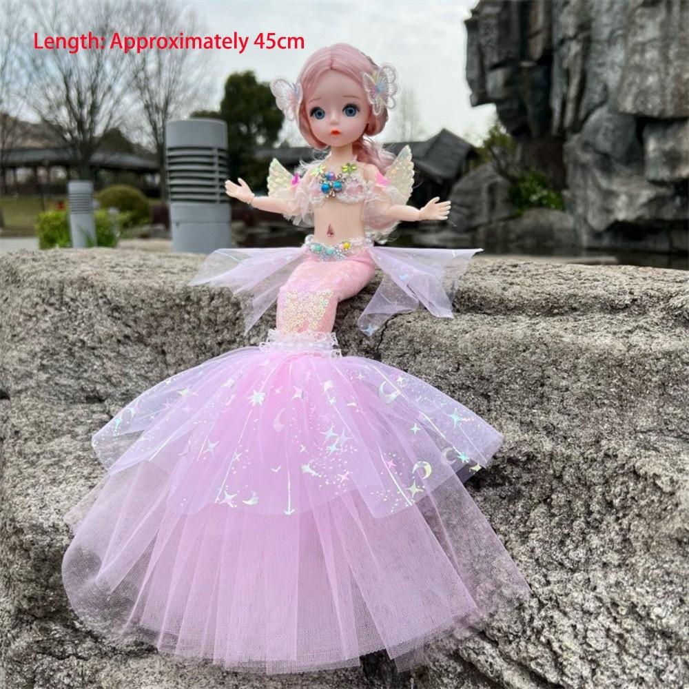 Sparkly Sequin Mermaid Princess Doll Tulle Skirt Pretend Play Toy Mermaid Tail Doll For Kids