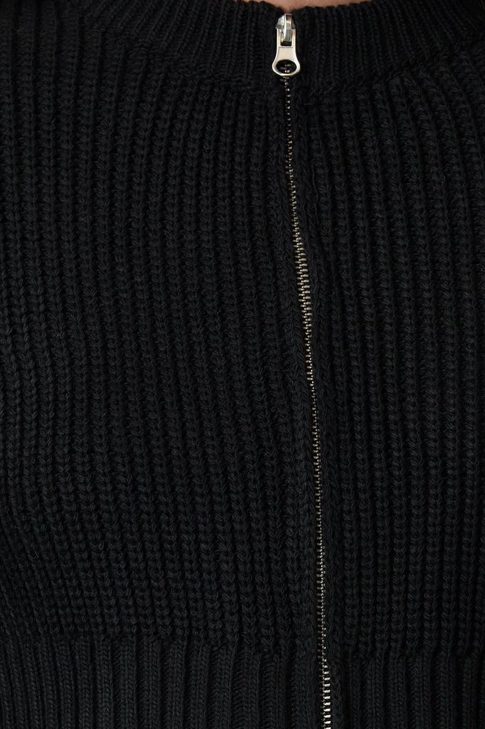 Women's Elegance Style Cardigan Black Crop Wadding Detailed Knitwear Cardigan