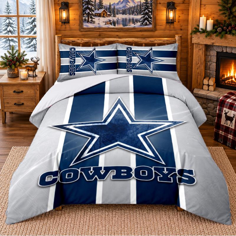 Printed 3Pcs Bedding Set Dallas Cowboys Pattern Bed Sheet Pillowcase For Bedroom Decor
