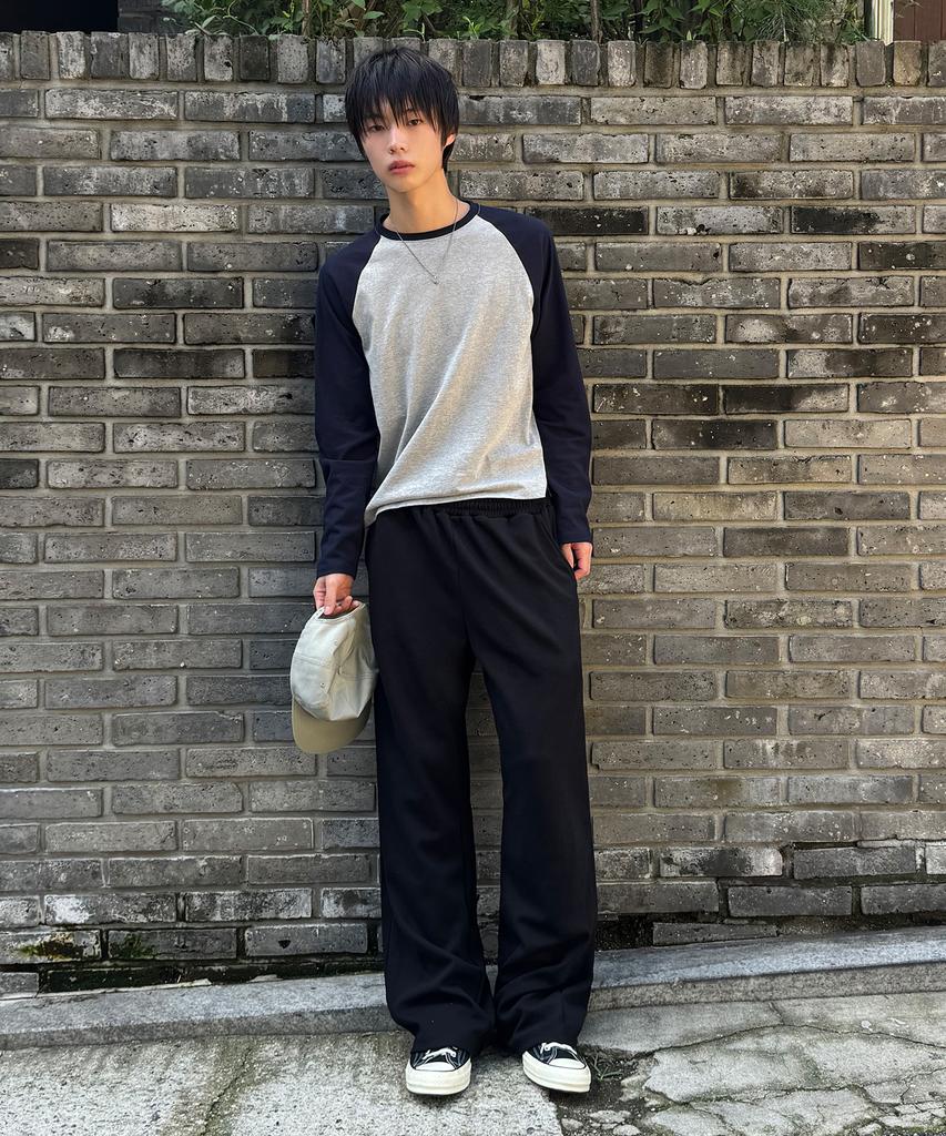 SIGNATURE Прямые брюки для отдыха и тренировок [Черный]