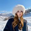 Winter Women Hats Solid Color Windproof Bucket Ear Fur Hats Hats Thick Warm Fashionable Mongolian Faux Fur Plush Outdoor Fisherman Hats