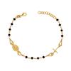 14K Gold-Plated Rosary Cross Charm Black Spinel Beaded Bracelet for Women Teen
