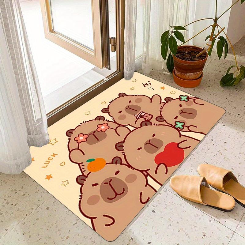 VIKAMA Adorable Capybara Lucky Doormat Entrance Mat for Kids' Room Instagram-Style Living Room Foot Mat Warm and Healing