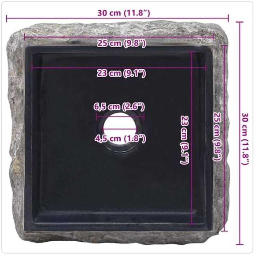 Black Wash Basin 30 x 30 x 13 cm Marble