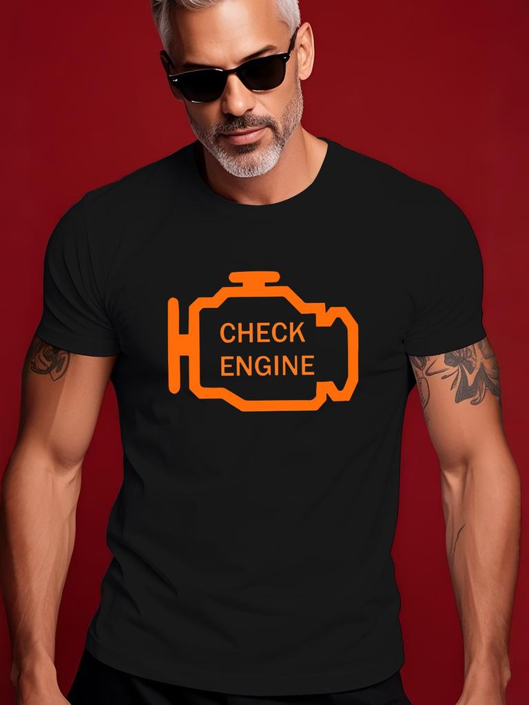 CHECK ENGINE Tshirt Graphic Tshirt with Bold Print - Summ...