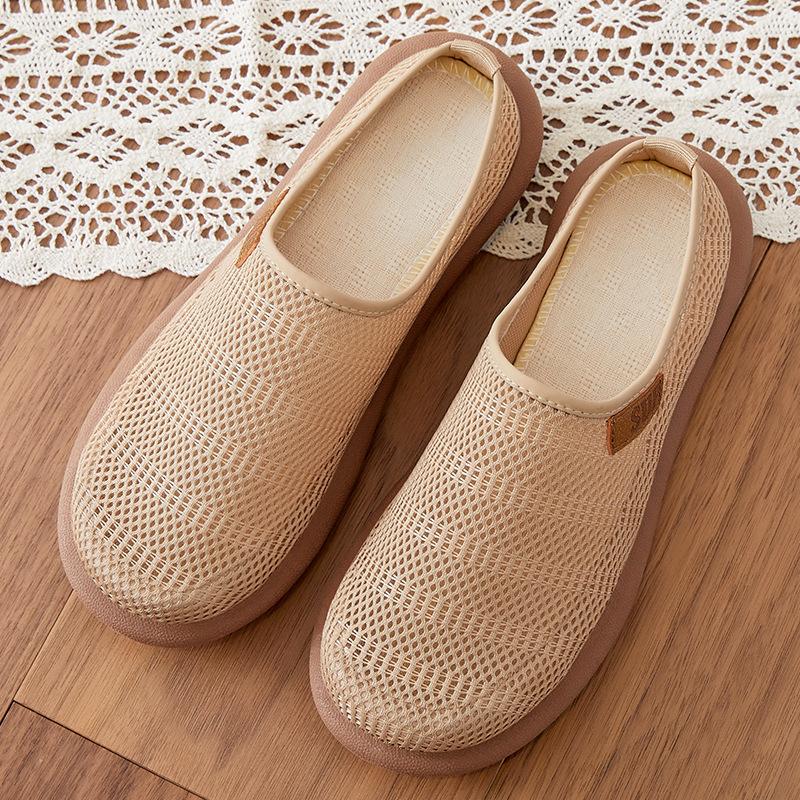 Туфли женские летние сетчатые туфли с одной педалью дышащие одинарные туфли полые женские туфли полутапочки женские