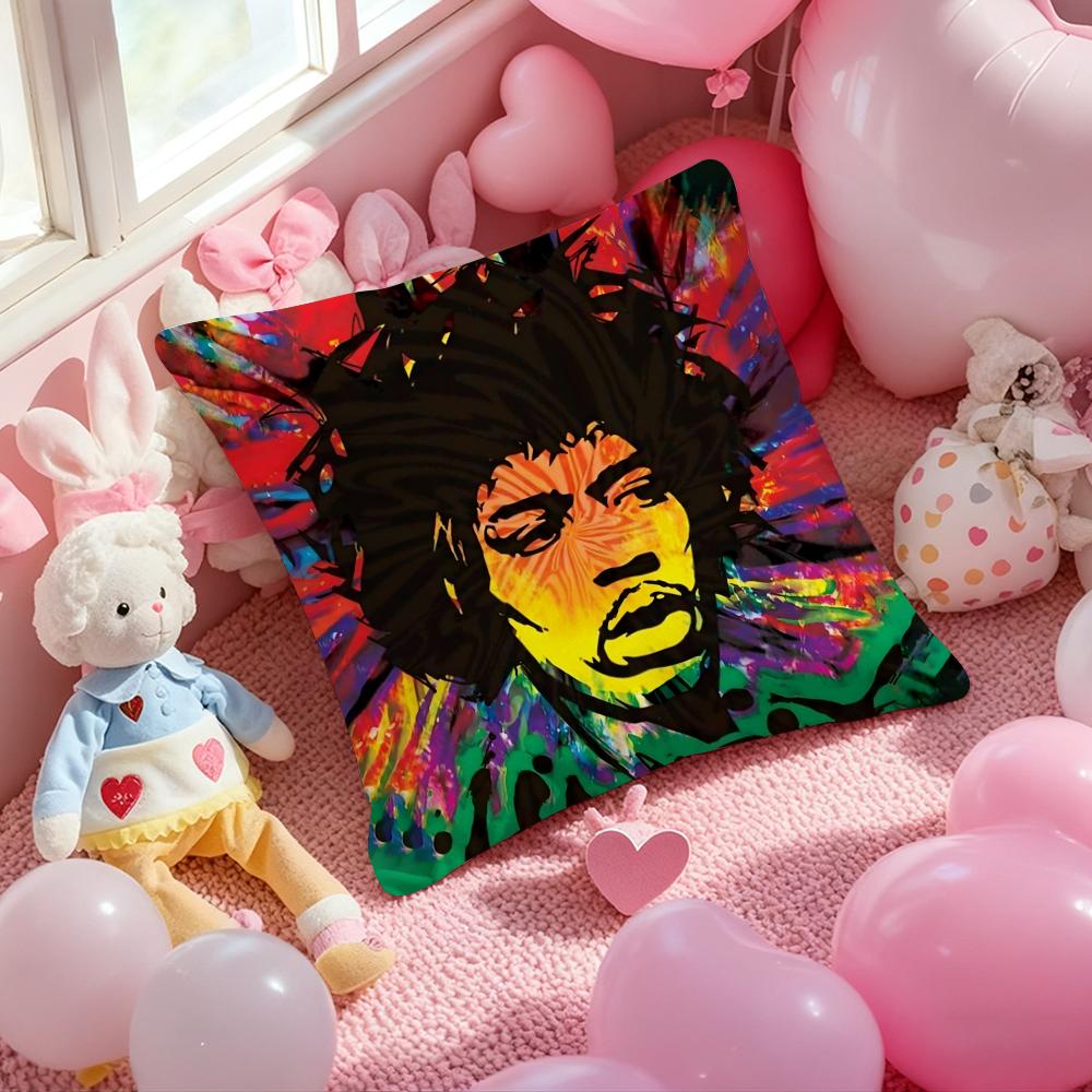 Наволочка SingerJ-Jimi H-Hendrix Мягкая Плюшевая Ткань Двусторонняя Печатная Наволочка для Подушки Теплая Зимняя Подушка для Дивана