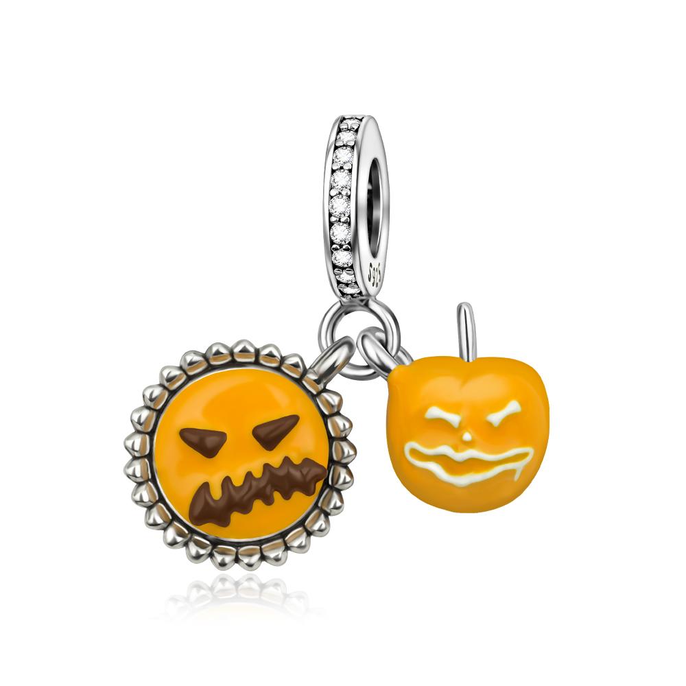 Halloween Copper Witch & Pumpkin Dangle Charm Fit Original Bracelet Mummy Skeleton Charm For Halloween Jewelry Gift