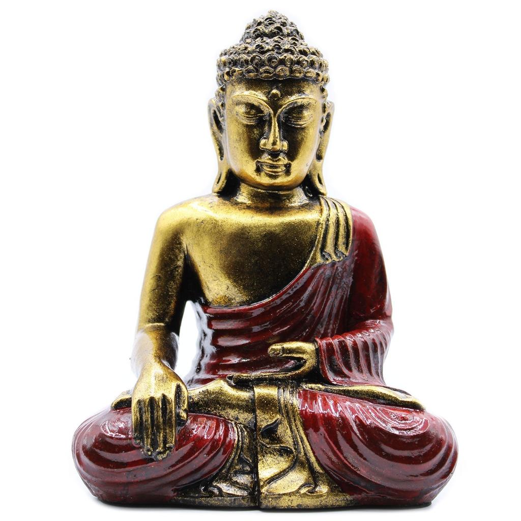 Buddha Statue Large Red and Gold Resin