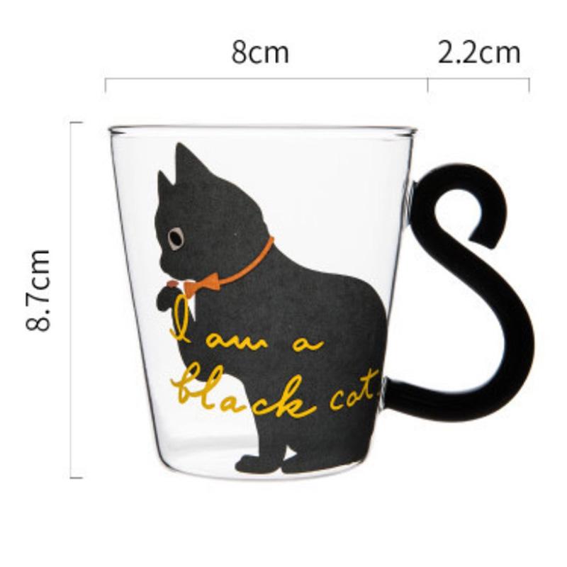 Стеклянная чашка для воды, кружка с ручкой «кошачий хвост», молоко, чай, кофе, фруктовый сок, кружка, посуда для напитков