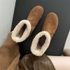 Inner Height Leather Snow Boots Retro Fur Short Boots Cotton Shoes