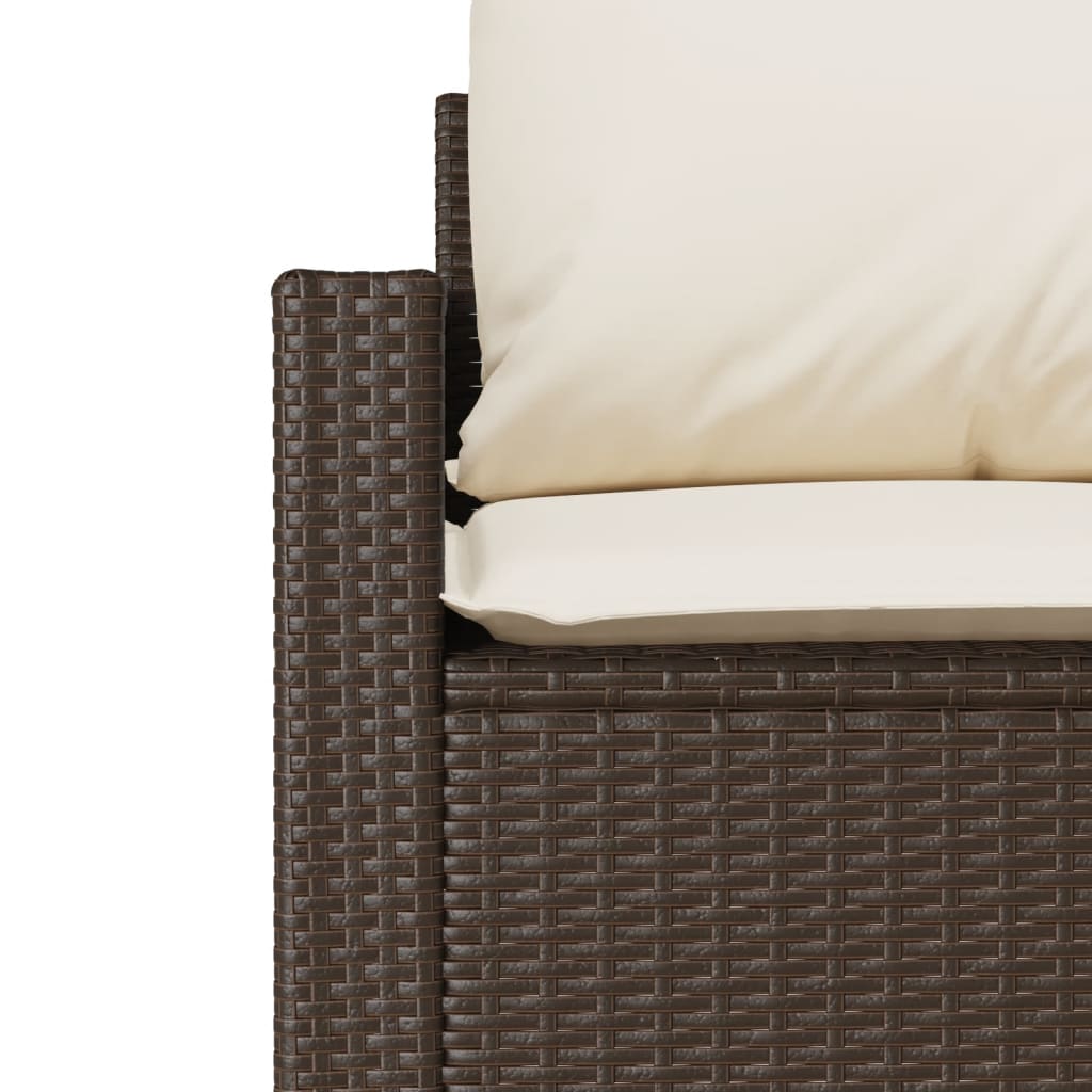 4 Piece Garden Sofa Set with Cushions Brown Poly Rattan