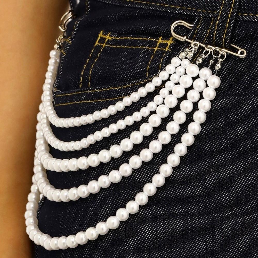 Detachable Pin Exaggerated Pearl Brooch Multi-Layer Decorative Pin Beaded Chain Brooch Women Men
