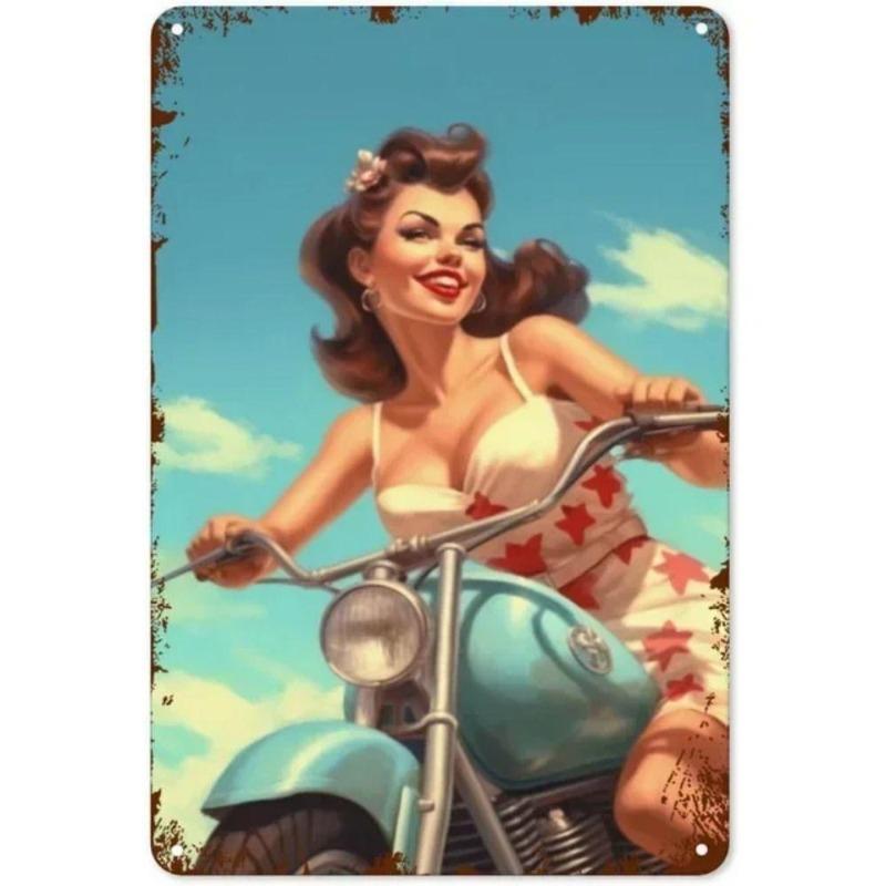Металлическая жестяная табличка Pin-up Girl для декора гаража, мастерской 20x30 см