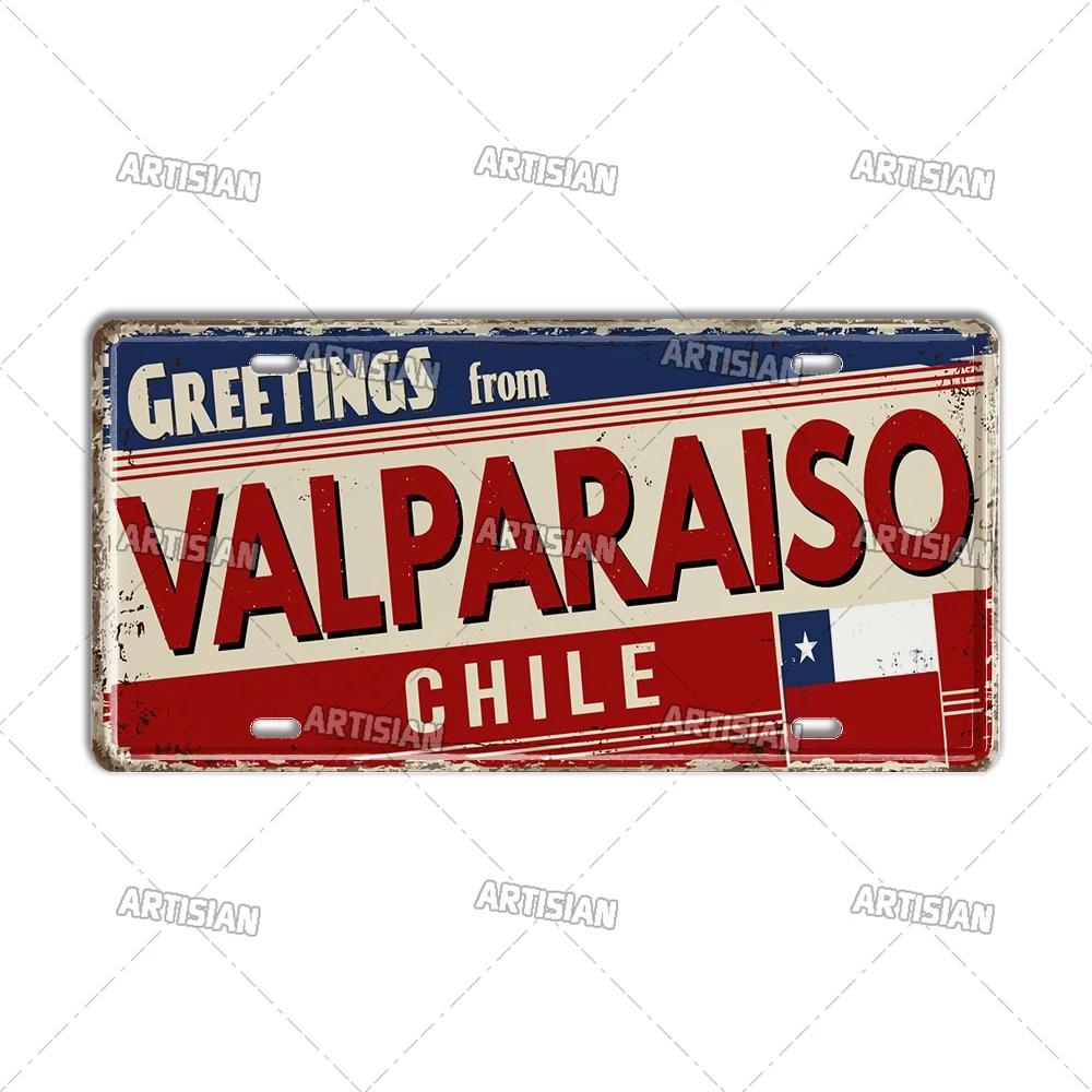 Mfoever Artisian Argentina Ecuador Chile Colombia License Plate Landmark Metal Sign City State Decorative Car Plate Wall Decor Garage