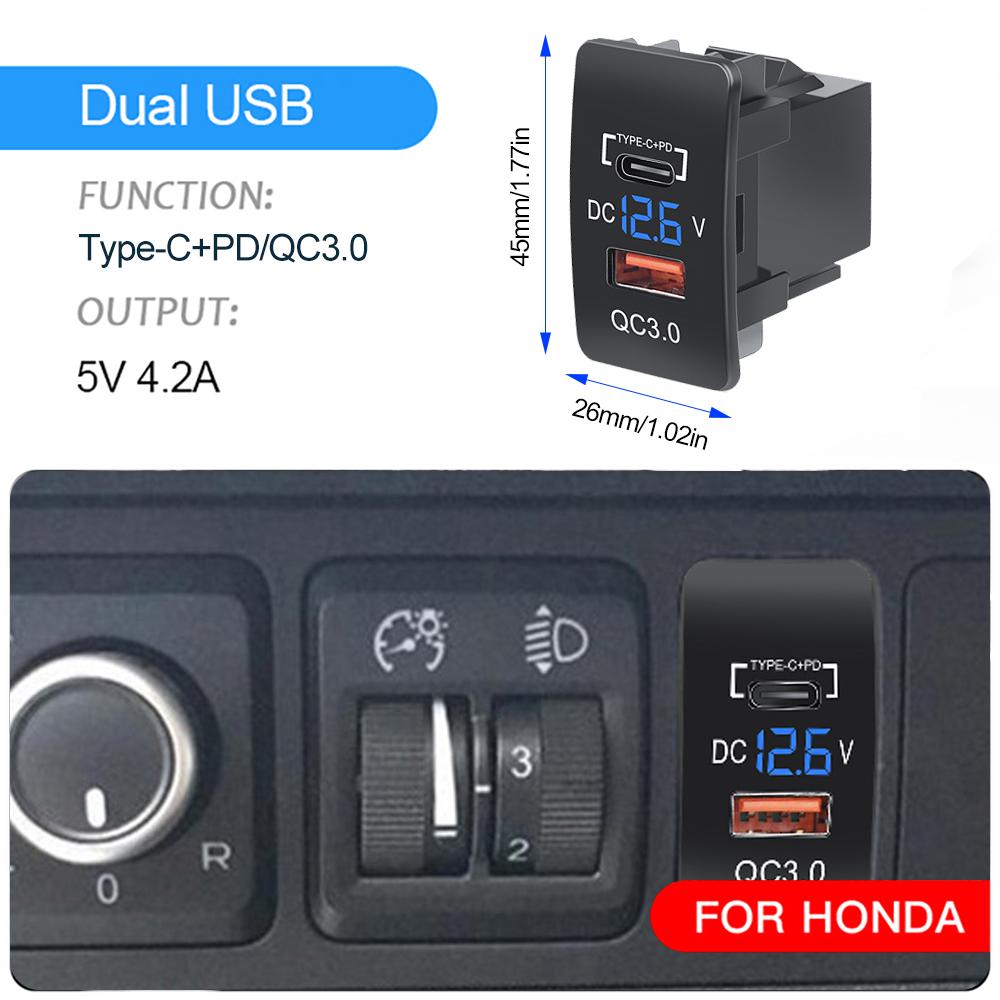 12 В автомобильный прикуриватель, зарядное устройство QC3.0 PD, двойной USB-порт 33x23 мм, 40x22 мм, специальное использование для порта USB Toyota