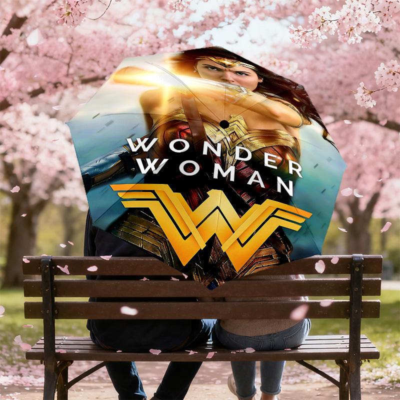 1pc Wonder Woman Automatic Open/Close Umbrella Compact Folding Umbrella with 8-Rib Shaft lightweight esign, for Women/Men1202A
