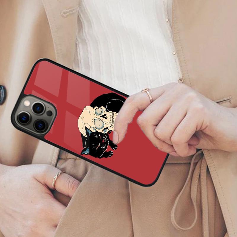 Черный Кот Череп Гот Колдунья Магнитный Чехол для Телефона ДЛЯ APPLE iPhone 17 Air 16 14 13 12 Pro Max 15 Plus Беспроводная Зарядка MagSafe Чехол