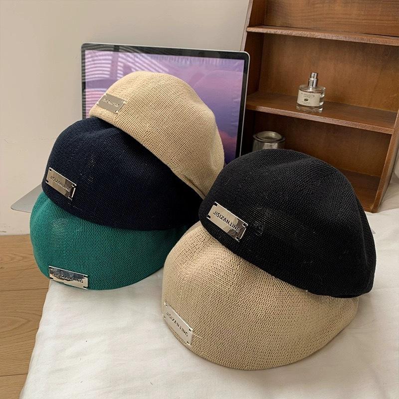 Металлический берет женский сезонный дышащий и маленький лик, ношение передней шляпы японский большой окружности головы черная шляпа прилив