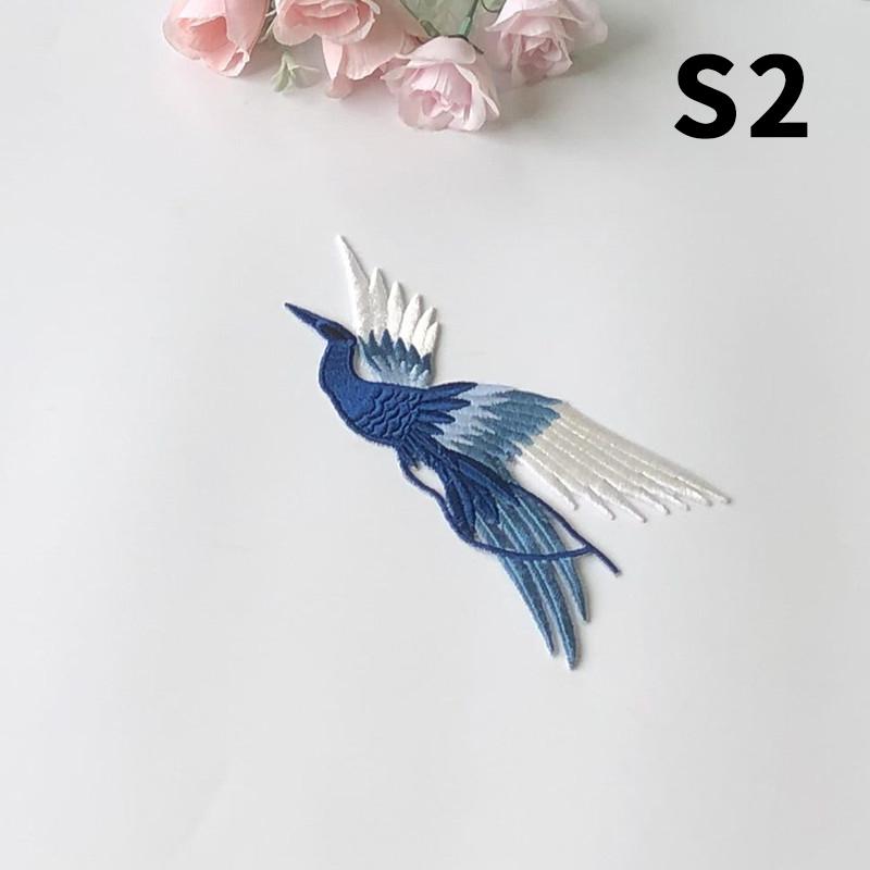 1 шт. Синяя вышивка Феникс Пришивные нашивки 3 размера Журавль Птица Вышитые нашивки для одежды Аппликация DIY Ремонт одежды Значок
