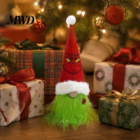 Festive Party Hanging Ornaments Christmas Tree Green Haired Plush Ornament, Stuffed Animal Doll Dwarf Living Room Ornament Figurine, Supplies