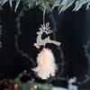 Christmas Tree Ornament Snowflake Plush Pendant Hanging Xmas Pendant with Feather Elements Sequins Bells Winter New Year Party Decor