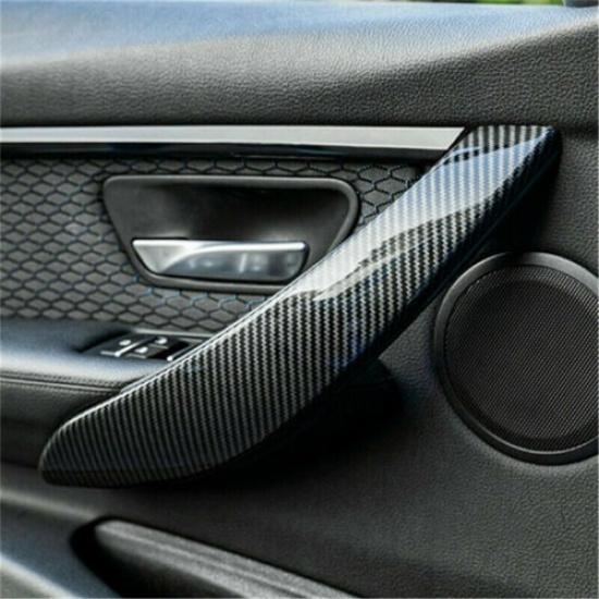 2pcs Bright Carbon Fiber Style Car Front Door Handle Cover For BMW 3 4 F30 F31