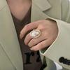 Female Tide Retro Exaggerated Personalized Fashion Design New Shaped Pearl Ring Index Finger Ring