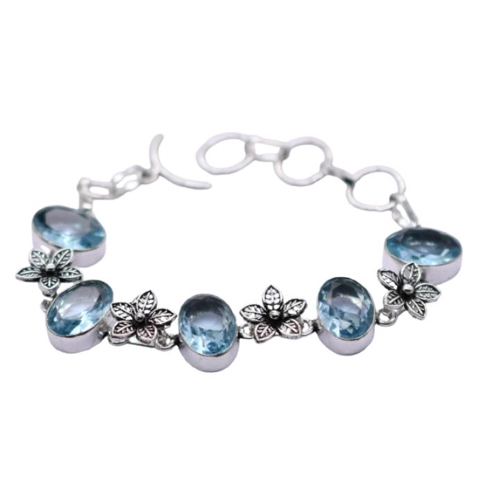 Blue Topaz Gemstone Handmade Bracelet Jewelry BR 171