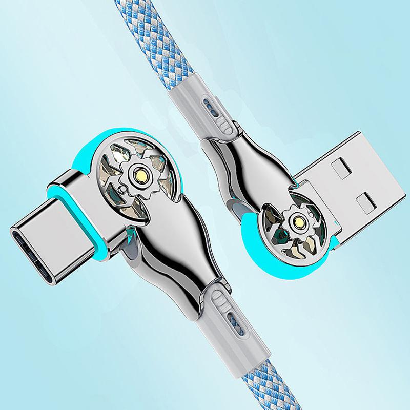 1M 2M USB на Type-C Кабель для быстрой зарядки с поворотом на 180 градусов, плетеный из сплава, для зарядки телефона Xiaomi Samsung Huawei