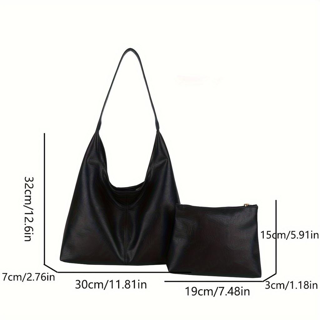 Стильный и универсальный комплект из двух предметов для женщин, включающий мягкую и удобную наплечную сумку и сумочку, идеально подходящий для повседневных выходов.