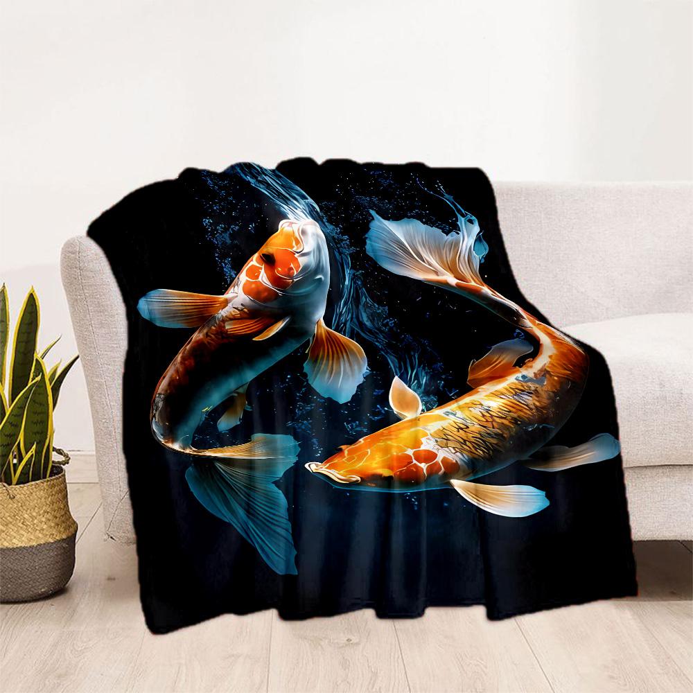 Koi Fish Blanket Soft & Cozy Suitable for Bedding Picnics Bed Four Seasons Universal Modern Style Suitable for Gifting Relatives and Friends