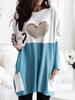 2023wish Love Print Round Neck Свободная футболка с длинными рукавами в контрастных цветах для женщин