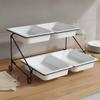 Lidded Food Serving Station Transparent Lids 2-Tier Buffet Serving Stand Rectangular Food Display Stand Particles-Resistant Lids