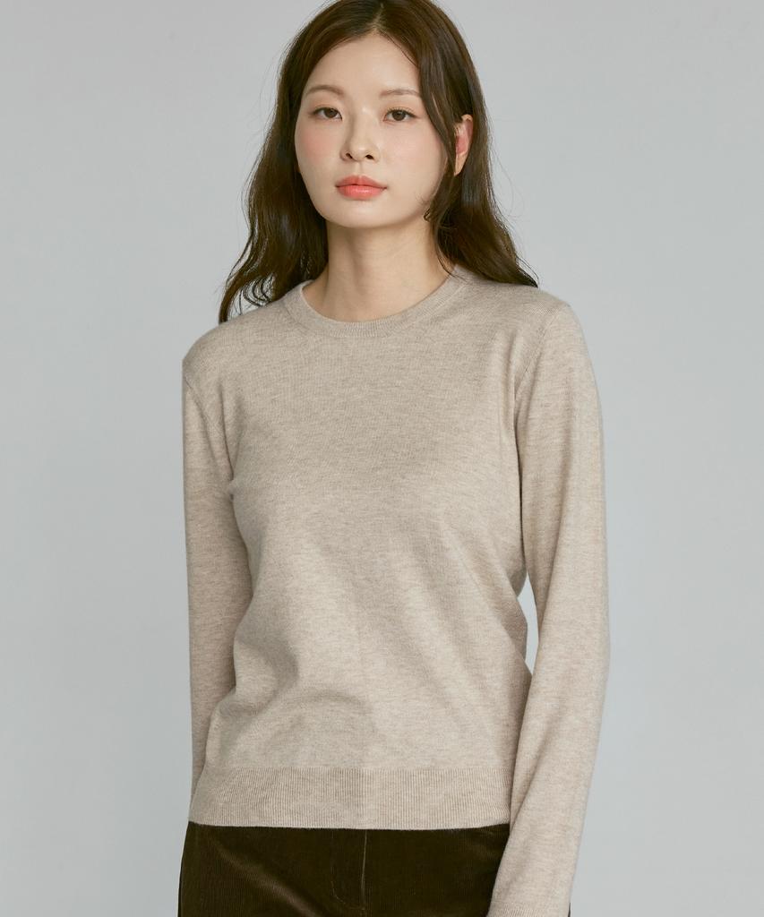 210EDIT Unisex Cashmere Blended Down Round Neck [Melan Beige]_Zz5Sw010
