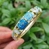 1.4cm Peony Filigree Flower Bangle Wider Women's Hand Bracelet  Gifts for Women Girl