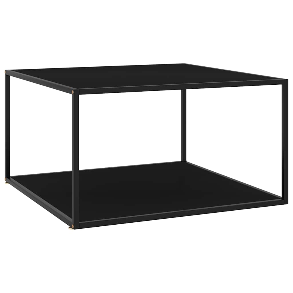 Black Coffee Table with Black Glass 90 x 90 x 50 cm