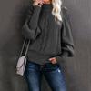 Winter Women's Solid Mock Neck Sweater, Loose Long Sleeve Knit Top